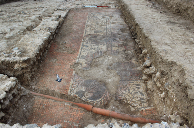 Rare Roman mosaic with Greek mythology scenes found in England Rare Roman mosaic with Greek mythology scenes found in England
