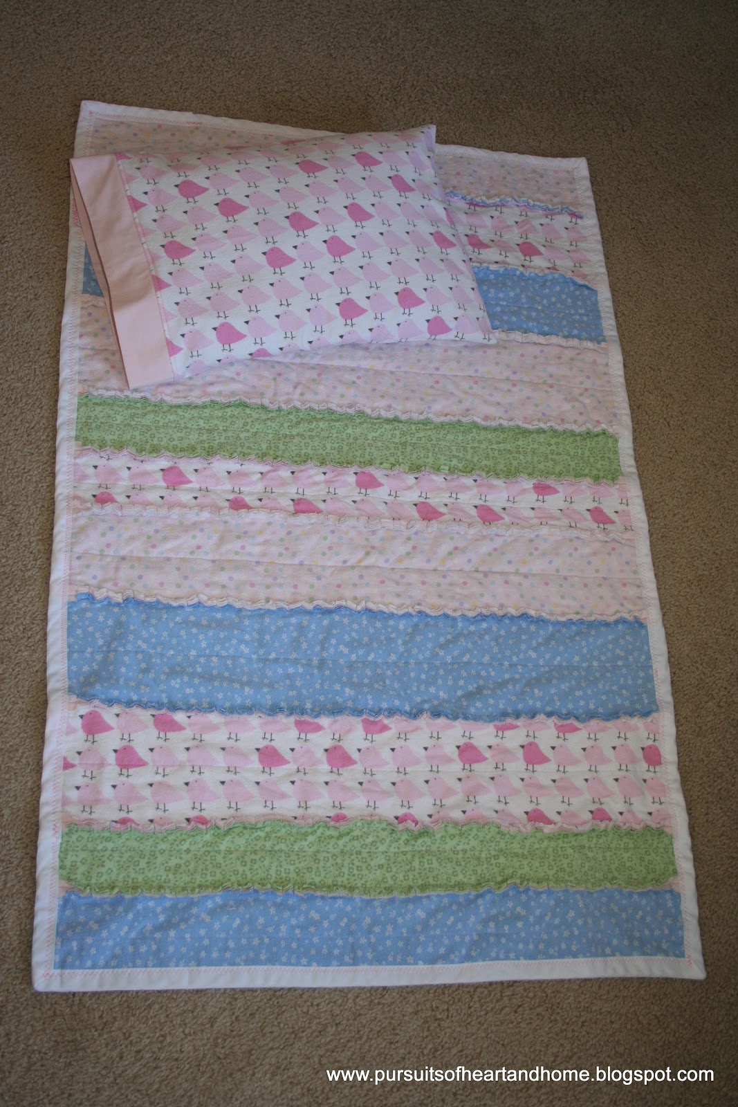 pursuits of heart and home Crib Rag Quilt & Pillow {Days 2 & 3}