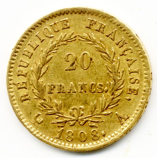 France 20 Francs Gold Coin 1808 Napoleon|World Banknotes & Coins