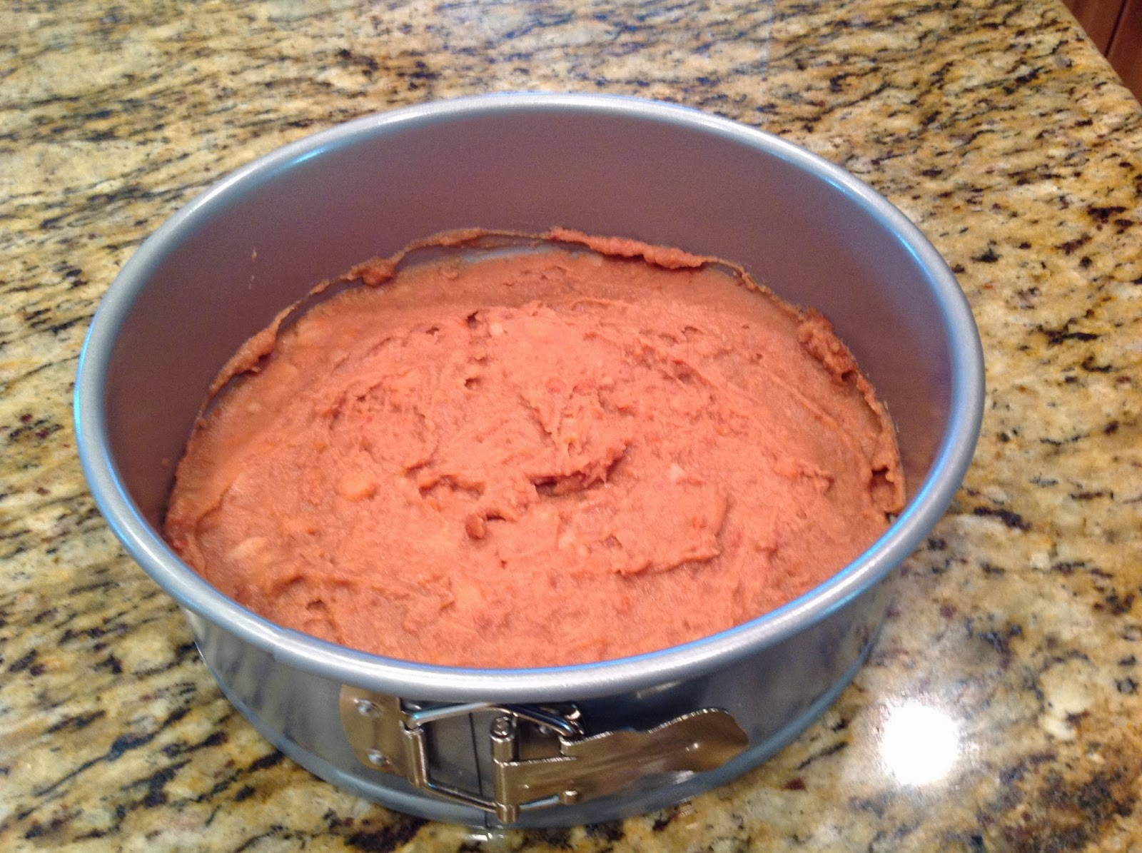 spring form pan with refried beans