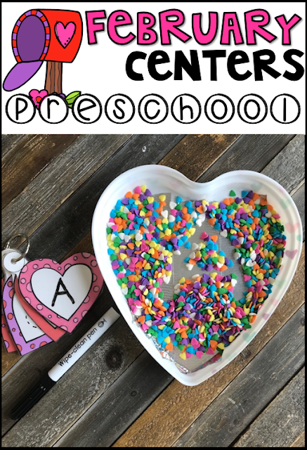 Are you looking for fun and simple thematic centers that you can prep quickly for your preschool classroom? Preschool February Centers was created for children ages 4-6 and mature 3 year-olds (looking for a challenge). These centers are sure to keep their interest and will help build important literacy, math and writing (fine-motor) skills.