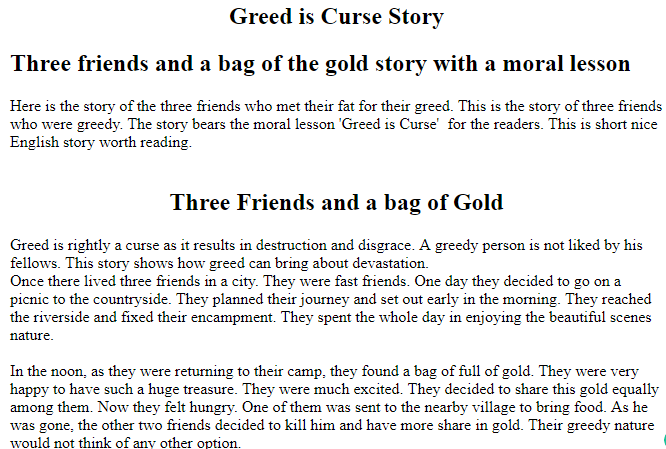 Three Friends And A Bag Of Gold English Story Zahid Notes Three Friends And A Bag Of Gold