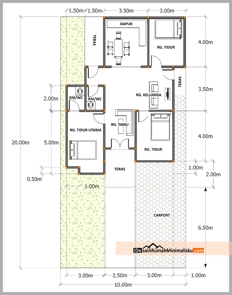  Download Gambar Kerja Desain Rumah Minimalis 3 Kamar AM01