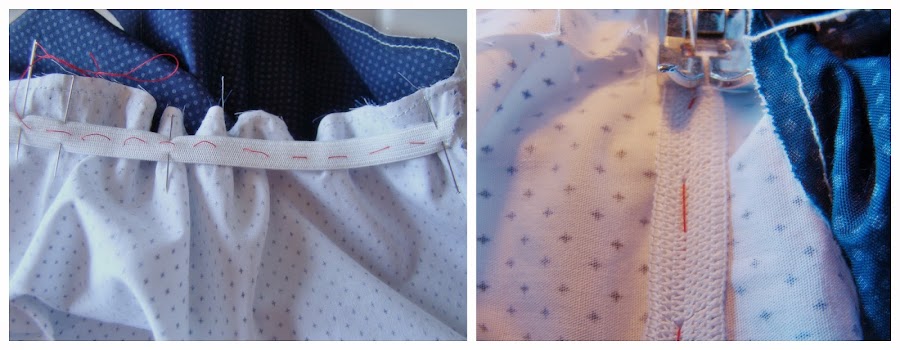 Preparando la goma de la cintura 