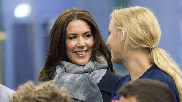 Crown Princess Mary of Denmark attended the Childrens Aid Day tennis-events with Caroline Wozniacki in Frederiksberg