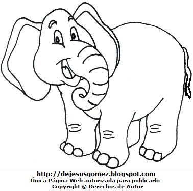 Elefante sin color para niños Ilustración del elefante de perfil para colorear pintar imprimir. Elefante hecho por Jesus Gómez