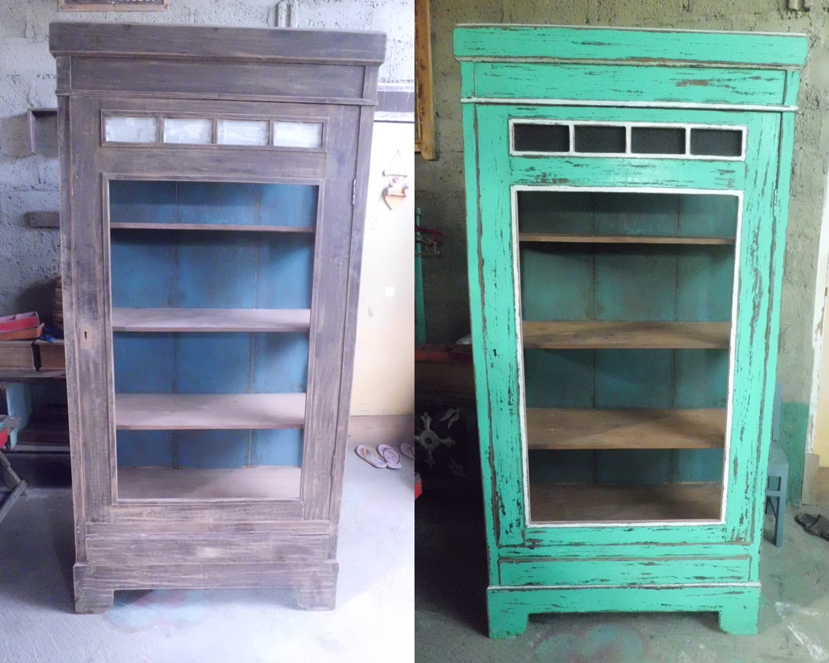 Old painted art on old Java cupboard