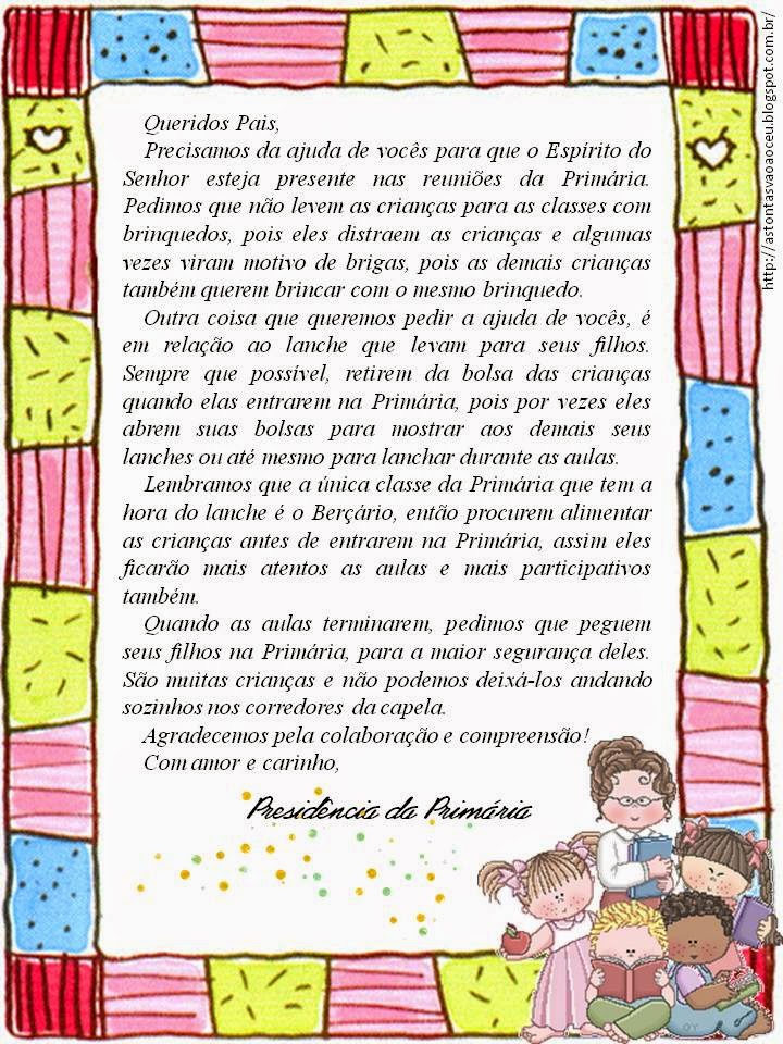 As Tontas Vão Ao Céu: Carta para Pais das Crianças da Primária Falando