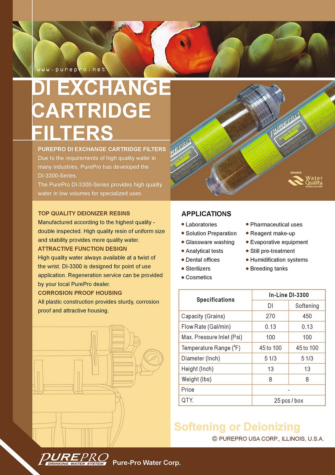 PurePro® USA Deionization Filter (DI Exchange Cartridge Filters)