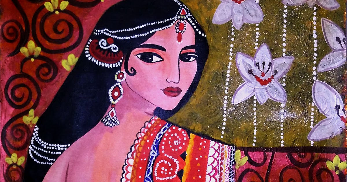 Indian Traditional Lady - Acrylic Painting