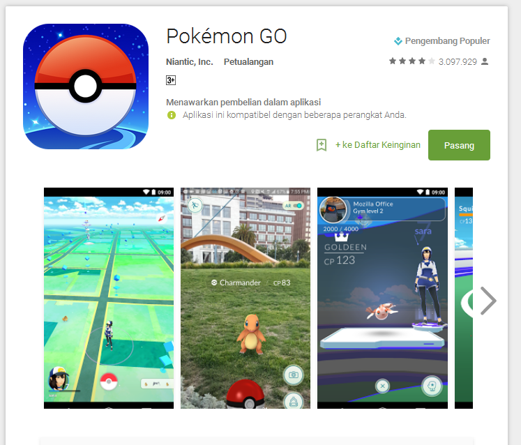 Akhirnya Pokemon Go Rilis Resmi di Indonesia