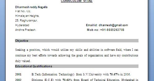 standard resume sample