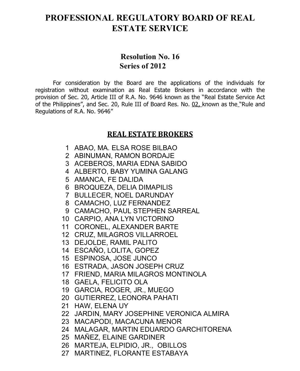 THE PROJECT REVIEW Announcement Approved Real Estate Brokers