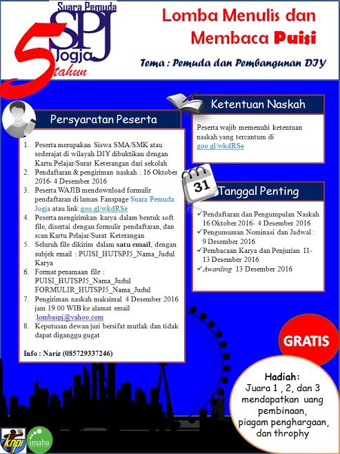 Lomba Menulis dan Membaca Puisi dari Suara Pemuda Jogja 2016 Lomba Menulis dan Membaca Puisi dari Suara Pemuda Jogja 2016
