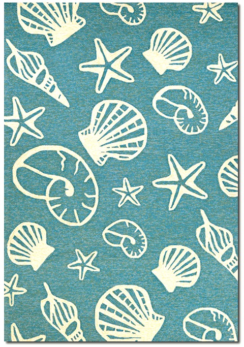 Turquoise Ivory Shells Rug
