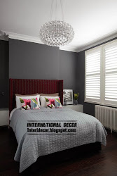 bedroom paint grey colors visually expand burgundy headboard space