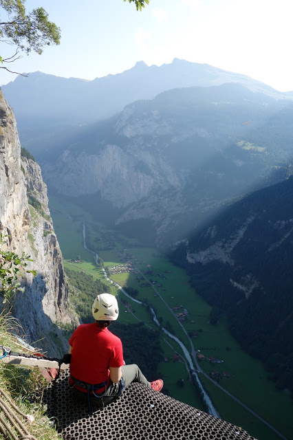 Via Ferrata, Klettersteig, Hike, Climbing, Scrambling, mountaineer, mountain, extreme, adrenaline, adventure, Explore, Murren, Gimmelwald, Lauterbrunnen, Interlaken, Switzerland, Bern, Swiss Alps, Bernese Alps, Alpine, hanging, Nepalese Bridge, tyrolean, cliff, BASE, ladders, 