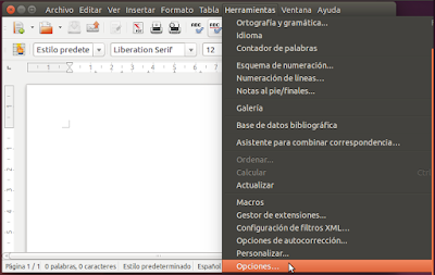 LibreOffice Opciones