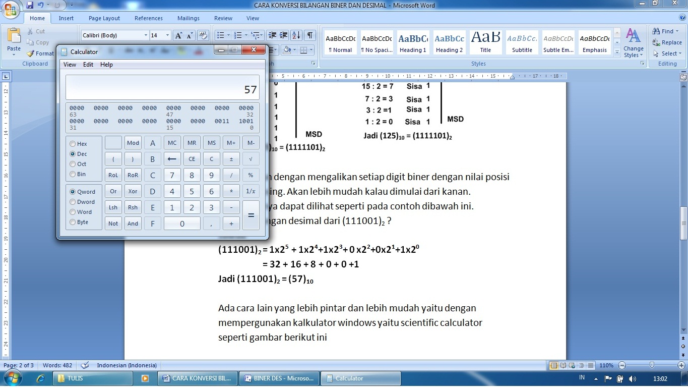 Kreasi Elektronika Cara Konversi Bilangan Biner Dan Desimal