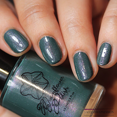 Atabey by Moonflower Polish is a teal stamping polish with aurora shimmer for Polish Pick UP PPU January 2019