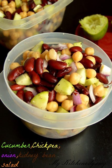 cucumber ,kidney bean and chickpea salad