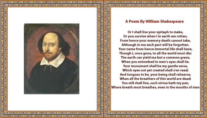 A poem by William Shakespeare in illustrator artwork. 