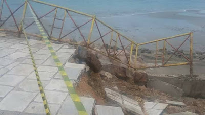 VEREADORES FAZEM VISITA PARA VER O ESTRAGO NO CALÇADÃO DA PRAIA DE CAMAPUM
