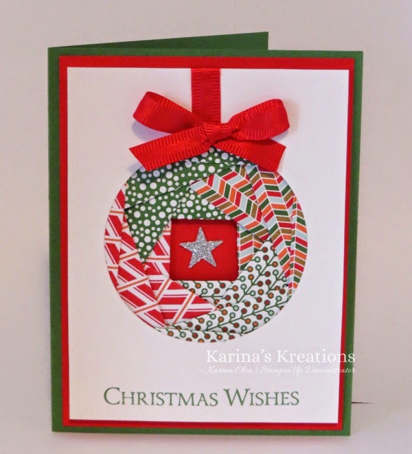 Karina's Kreations Iris Fold Ornament technique card!