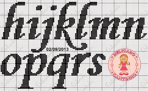 Alfabetos em ponto cruz com diagramas para bordar