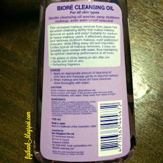 Biore Cleansing Oil description and ingredients