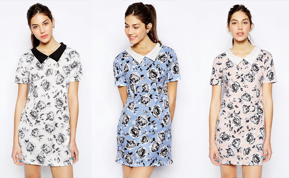 AX Paris Shift Dress with collar in rose print