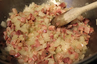 Onion and pancetta for pasta and pancetta soup