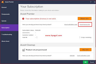 Select Subscription and Click Insert License File.