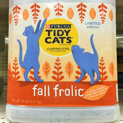 a jug of Tidy Cats seasonal Fall Frolic scented cat litter at Target