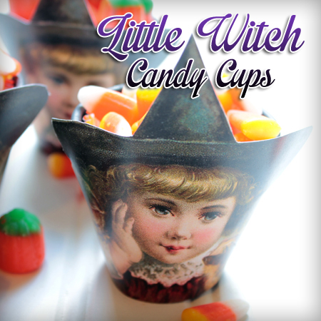 Little Witch candy cups from Graphics Fairy are a cute easy DIY for the kids to help with