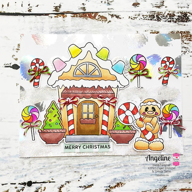 Trendy Twine: Gingerbread Christmas Mint Little Bits #trendytwine #scrappyscrappy #christmascard #christmas #gingerbread #gingerbreadhouse #copicmarkers #cardmaking #twine #merrychristmas