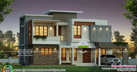 4 BHK 2350 sq-ft box type modern Kerala home design