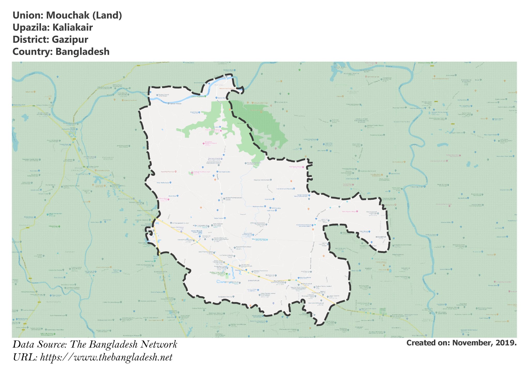 Map of Mouchak of Kaliakair Upazila Map of Mouchak of Gazipur, Bangladesh.