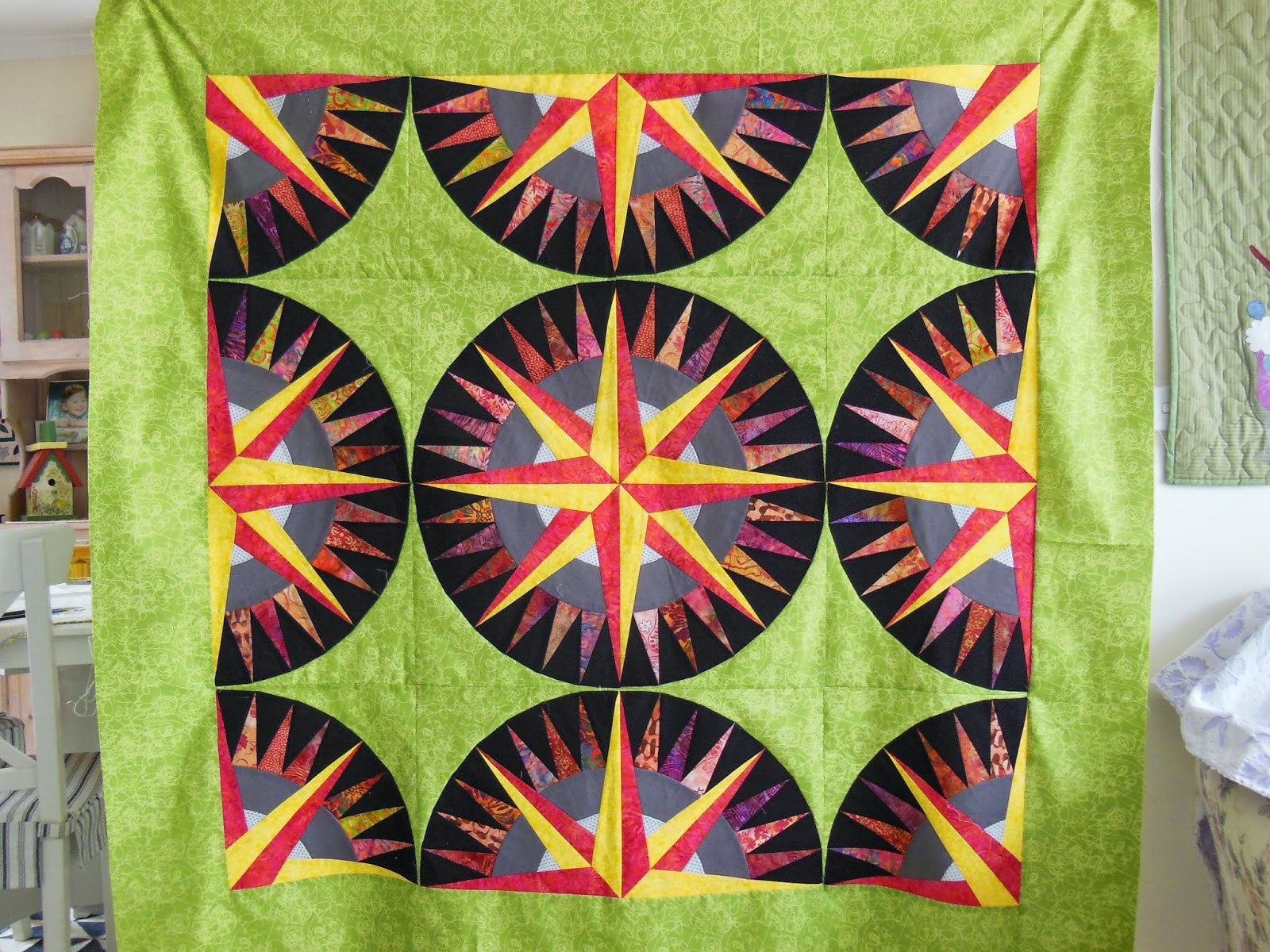 Quilting By Celia Mariner's Compass Wall Hanging and Grand Illusion