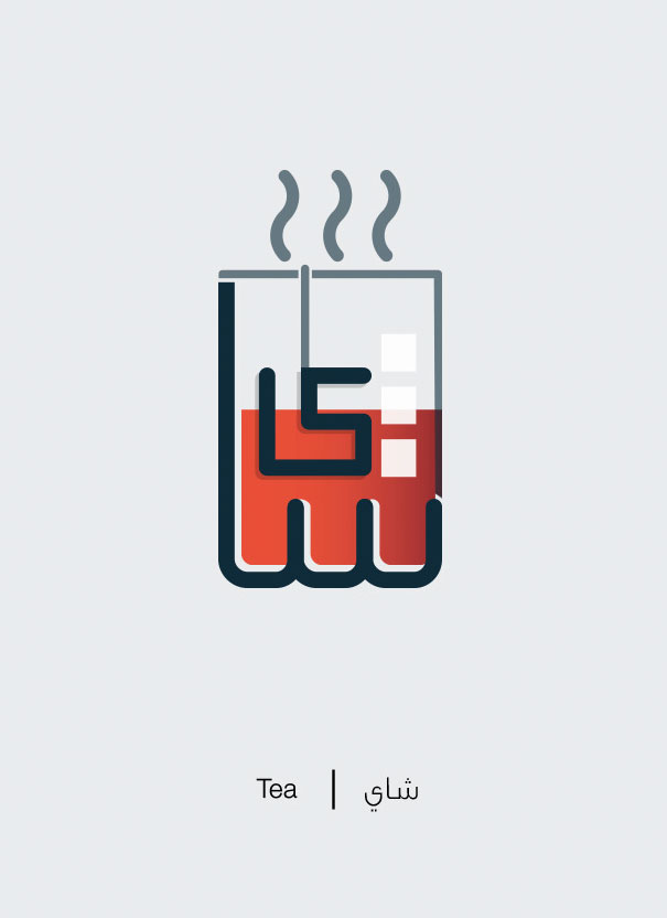 Arabic Words Illustrated Based On Their Literal Meaning - Tea - Shay