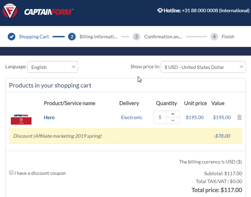 CaptainForm Discount Coupon COde