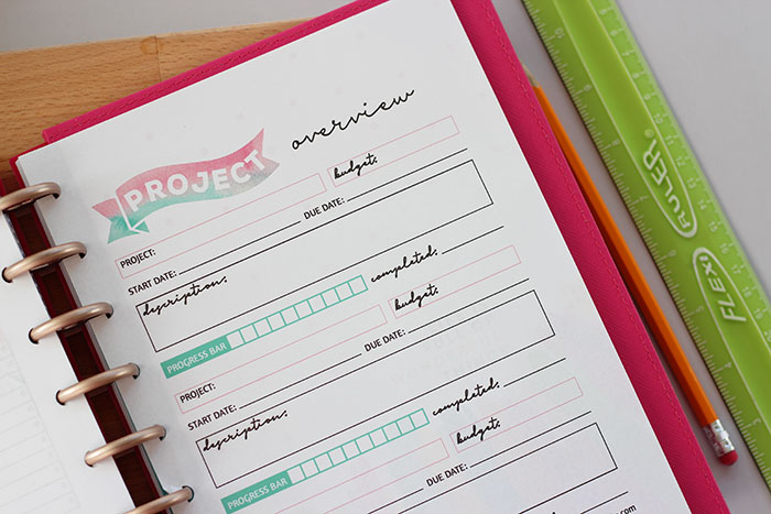 project planner pages printable to any size fits the happy planner