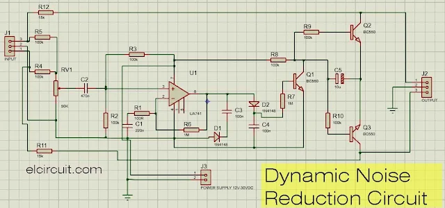 Dynamic Noise Reduction Circuit Diagram 741, TL074, 4558