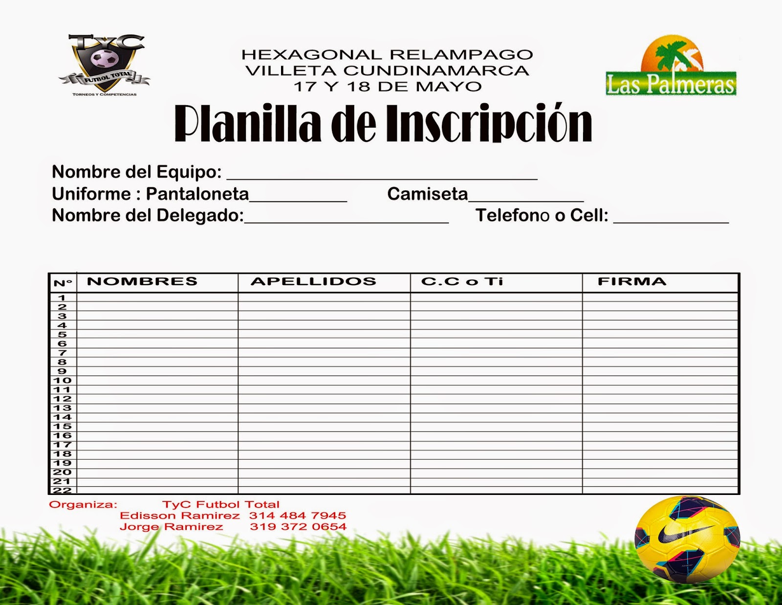 Ficha De Inscripcion Para Campeonato Deportivo