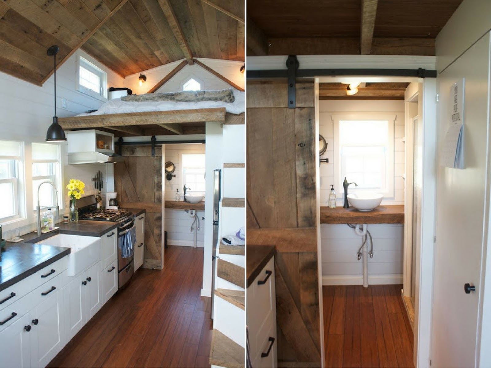 the home is outfitted with electrical and water hookups a propane stove a dual washerdryer and custom concrete countertops - Tiny House Washer Dryer the home is outfitted with electrical and water hookups a propane stove a dual washerdryer and custom concrete countertops - Tiny House Washer Dryer