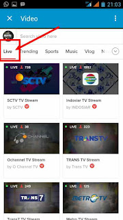 menu live streaming TV a pilihan channel live tv di BBM