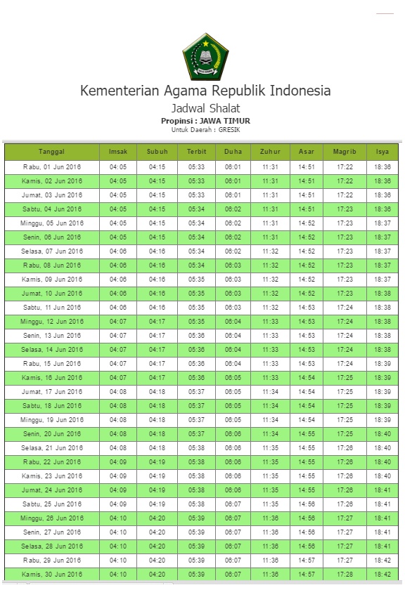 Jadwal Sholat Sepanjang Masa Pontianak Hotel