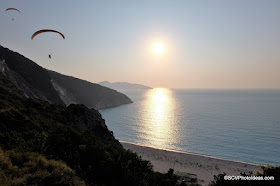 Paragliders at Myrtos Sunset No 1