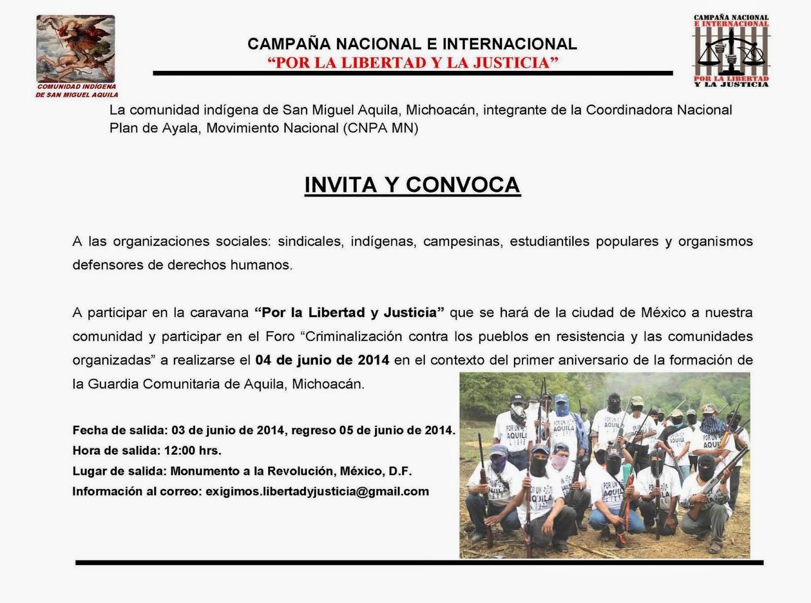 FORO de Denuncia y Apoyo a Aquila Michoacán MOCRI-CNPA-MN 3-5 Junio
