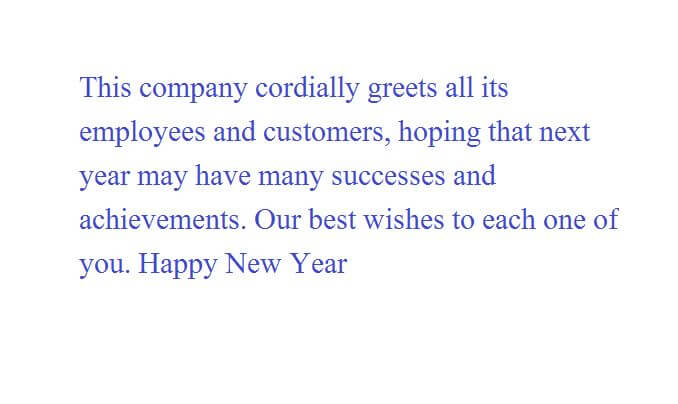 Happy New Year wishes for Employees